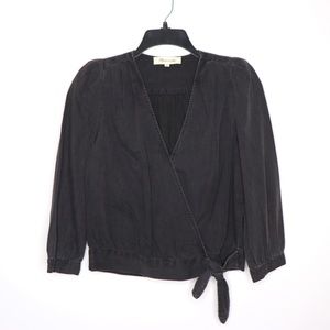 Madewell Black Denim Wrap Top Size Small
